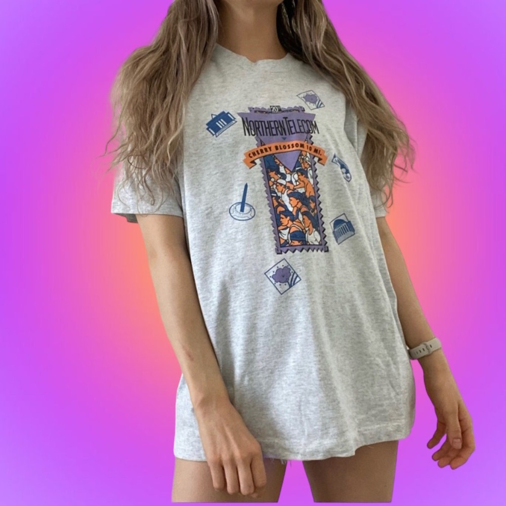 Vintage 1992 Single Stitch DC Northern Telecom Tee Tech Race Cherry Blos…
